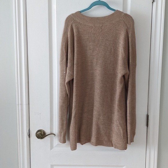 Kersh Merino Blend V-Neck waffle knit Sweater in tan camel toneb XXL @T1 - Picture 3 of 10